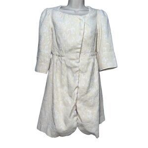 Forever 21 Women Beige Brocade Floral Victorian Feminine Trench Peacoat Jacket